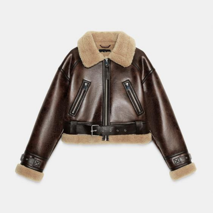 Short Double-Faced Jacket "Dark Brown"