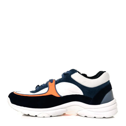 Nylon Calfskin Suede Navy White Orange