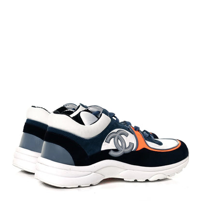 Nylon Calfskin Suede Navy White Orange