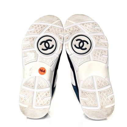 Nylon Calfskin Suede Navy White Orange